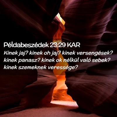 Picture 02 - Példabeszédek 23:29 KAR - Kinek jaj? kinek oh jaj? kinek versengések? - Bible Verse Picture