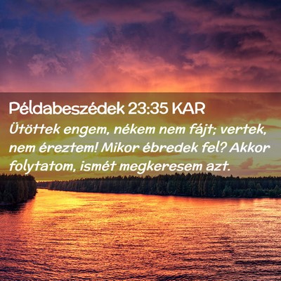 Picture 02 - Példabeszédek 23:35 KAR - Ütöttek engem, nékem nem fájt; vertek, nem - Bible Verse Picture