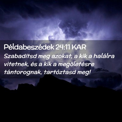 Picture 02 - Példabeszédek 24:11 KAR - Szabadítsd meg azokat, a kik a halálra - Bible Verse Picture