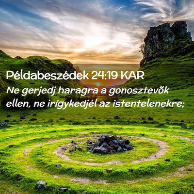 Picture 02 - Példabeszédek 24:19 KAR - Ne gerjedj haragra a gonosztevõk ellen, ne - Bible Verse Picture