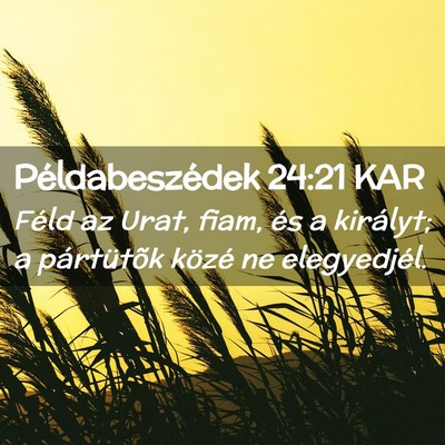 Picture 02 - Példabeszédek 24:21 KAR - Féld az Urat, fiam, és a királyt; a - Bible Verse Picture
