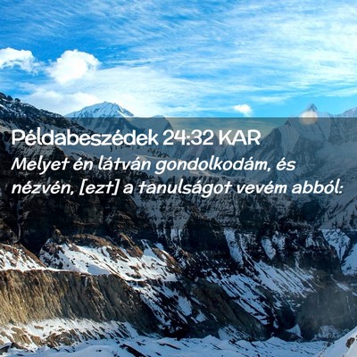 Picture 02 - Példabeszédek 24:32 KAR - Melyet én látván gondolkodám, és nézvén, - Bible Verse Picture