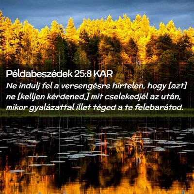 Picture 02 - Példabeszédek 25:8 KAR - Ne indulj fel a versengésre hirtelen, hogy [azt] - Bible Verse Picture