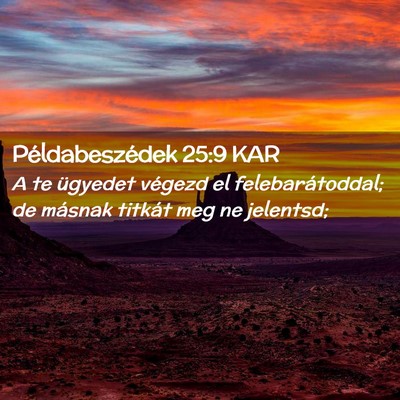 Picture 02 - Példabeszédek 25:9 KAR - A te ügyedet végezd el felebarátoddal; de - Bible Verse Picture