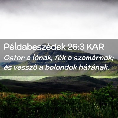 Picture 02 - Példabeszédek 26:3 KAR - Ostor a lónak, fék a szamárnak; és vesszõ a - Bible Verse Picture