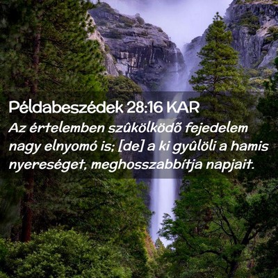 Picture 02 - Példabeszédek 28:16 KAR - Az értelemben szûkölködõ fejedelem nagy - Bible Verse Picture