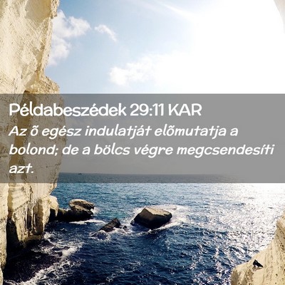 Picture 02 - Példabeszédek 29:11 KAR - Az õ egész indulatját elõmutatja a bolond; de - Bible Verse Picture