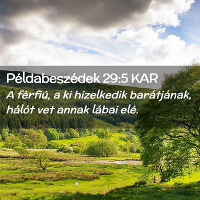 Picture 02 - Példabeszédek 29:5 KAR - A férfiú, a ki hizelkedik barátjának, hálót - Bible Verse Picture