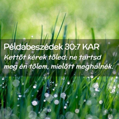Picture 02 - Példabeszédek 30:7 KAR - Kettõt kérek tõled; ne tartsd meg én tõlem, - Bible Verse Picture