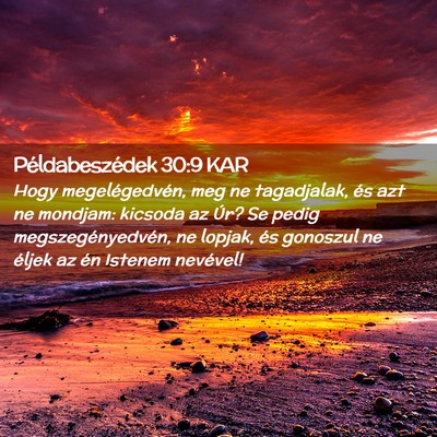 Picture 02 - Példabeszédek 30:9 KAR - Hogy megelégedvén, meg ne tagadjalak, és azt - Bible Verse Picture