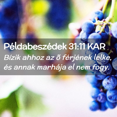 Picture 02 - Példabeszédek 31:11 KAR - Bízik ahhoz az õ férjének lelke, és annak - Bible Verse Picture