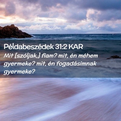 Picture 02 - Példabeszédek 31:2 KAR - Mit [szóljak,] fiam? mit, én méhem gyermeke? - Bible Verse Picture
