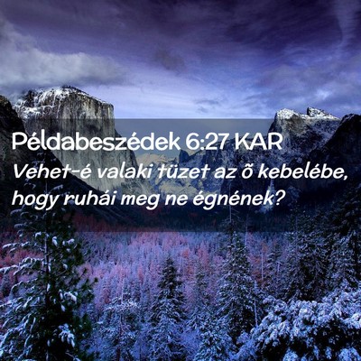 Picture 02 - Példabeszédek 6:27 KAR - Vehet-é valaki tüzet az õ kebelébe, hogy - Bible Verse Picture