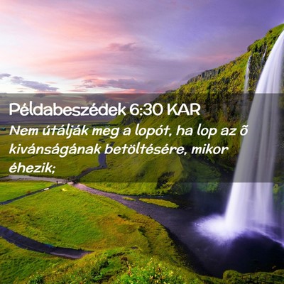 Picture 02 - Példabeszédek 6:30 KAR - Nem útálják meg a lopót, ha lop az õ - Bible Verse Picture