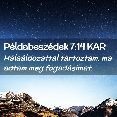 Picture 02 - Példabeszédek 7:14 KAR - Hálaáldozattal tartoztam, ma adtam meg - Bible Verse Picture