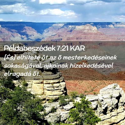 Picture 02 - Példabeszédek 7:21 KAR - [És] elhiteté õt az õ mesterkedéseinek - Bible Verse Picture