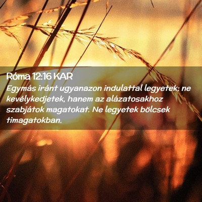 Picture 02 - Róma 12:16 KAR - Egymás iránt ugyanazon indulattal legyetek; ne - Bible Verse Picture