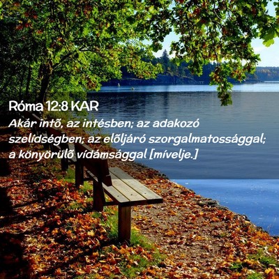 Picture 02 - Róma 12:8 KAR - Akár intõ, az intésben; az adakozó - Bible Verse Picture