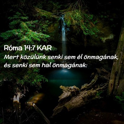 Picture 02 - Róma 14:7 KAR - Mert közülünk senki sem él önmagának, és - Bible Verse Picture