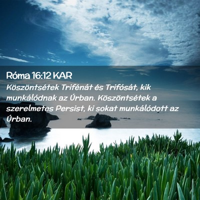 Picture 02 - Róma 16:12 KAR - Köszöntsétek Trifénát és Trifósát, kik - Bible Verse Picture