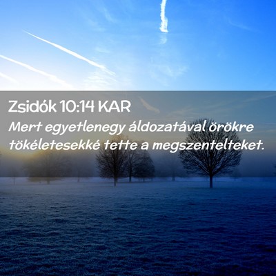 Picture 02 - Zsidók 10:14 KAR - Mert egyetlenegy áldozatával örökre - Bible Verse Picture