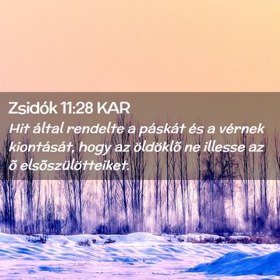 Picture 02 - Zsidók 11:28 KAR - Hit által rendelte a páskát és a vérnek - Bible Verse Picture