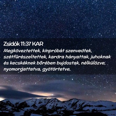 Picture 02 - Zsidók 11:37 KAR - Megköveztettek, kínpróbát szenvedtek, - Bible Verse Picture