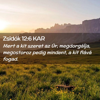 Picture 02 - Zsidók 12:6 KAR - Mert a kit szeret az Úr, megdorgálja, - Bible Verse Picture