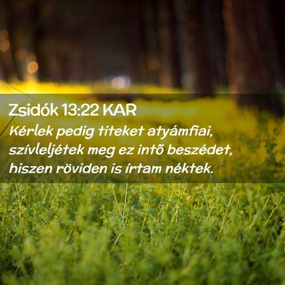 Picture 02 - Zsidók 13:22 KAR - Kérlek pedig titeket atyámfiai, szívleljétek - Bible Verse Picture