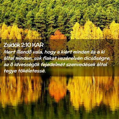 Picture 02 - Zsidók 2:10 KAR - Mert illendõ vala, hogy a kiért minden és a ki - Bible Verse Picture