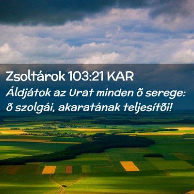 Picture 02 - Zsoltárok 103:21 KAR - Áldjátok az Urat minden õ serege: õ szolgái, - Bible Verse Picture