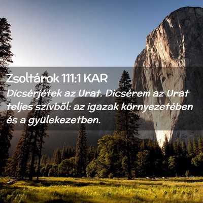 Picture 02 - Zsoltárok 111:1 KAR - Dícsérjétek az Urat. Dicsérem az Urat teljes - Bible Verse Picture