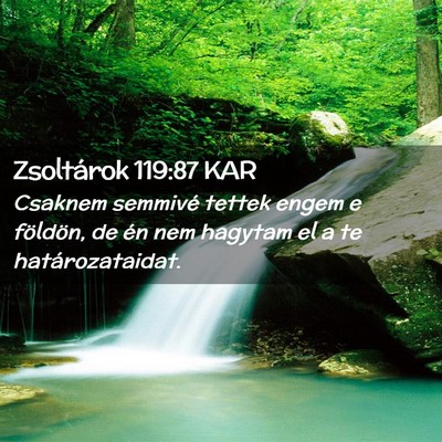 Picture 02 - Zsoltárok 119:87 KAR - Csaknem semmivé tettek engem e földön, de én - Bible Verse Picture
