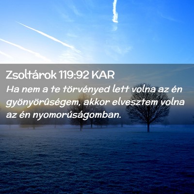 Picture 02 - Zsoltárok 119:92 KAR - Ha nem a te törvényed lett volna az én - Bible Verse Picture