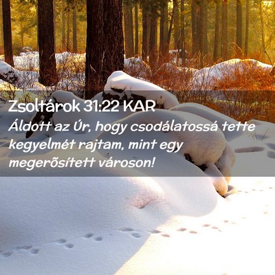 Picture 02 - Zsoltárok 31:22 KAR - Áldott az Úr, hogy csodálatossá tette - Bible Verse Picture