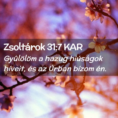 Picture 02 - Zsoltárok 31:7 KAR - Gyûlölöm a hazug hiúságok híveit, és az - Bible Verse Picture
