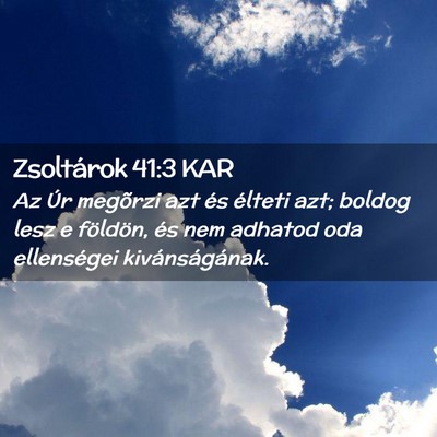 Picture 02 - Zsoltárok 41:3 KAR - Az Úr megõrzi azt és élteti azt; boldog lesz - Bible Verse Picture