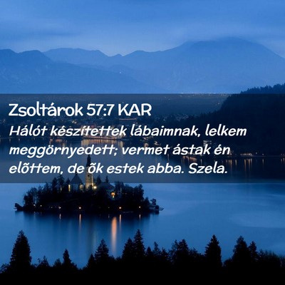 Picture 02 - Zsoltárok 57:7 KAR - Hálót készítettek lábaimnak, lelkem - Bible Verse Picture