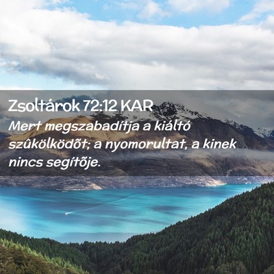 Picture 02 - Zsoltárok 72:12 KAR - Mert megszabadítja a kiáltó szûkölködõt; a - Bible Verse Picture