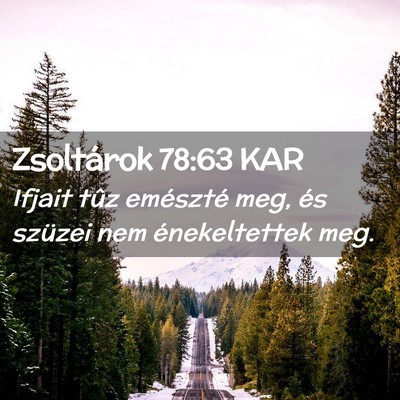 Picture 02 - Zsoltárok 78:63 KAR - Ifjait tûz emészté meg, és szüzei nem - Bible Verse Picture