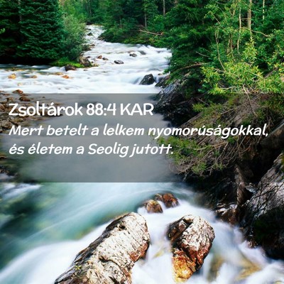 Picture 02 - Zsoltárok 88:4 KAR - Mert betelt a lelkem nyomorúságokkal, és - Bible Verse Picture