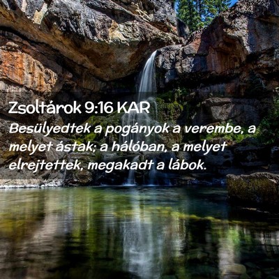 Picture 02 - Zsoltárok 9:16 KAR - Besülyedtek a pogányok a verembe, a melyet - Bible Verse Picture
