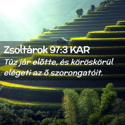 Picture 02 - Zsoltárok 97:3 KAR - Tûz jár elõtte, és köröskörül elégeti az - Bible Verse Picture