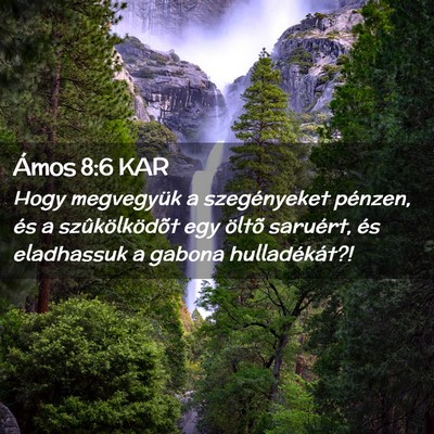 Picture 02 - Ámos 8:6 KAR - Hogy megvegyük a szegényeket pénzen, és a - Bible Verse Picture
