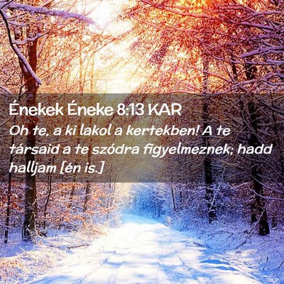 Picture 02 - Énekek Éneke 8:13 KAR - Oh te, a ki lakol a kertekben! A te társaid a te - Bible Verse Picture