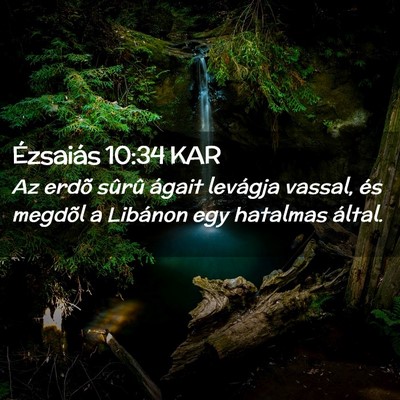 Picture 02 - Ézsaiás 10:34 KAR - Az erdõ sûrû ágait levágja vassal, és - Bible Verse Picture