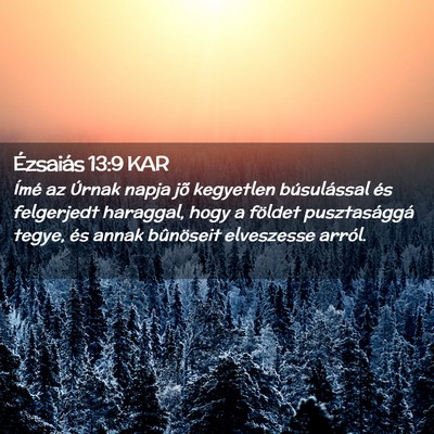 Picture 02 - Ézsaiás 13:9 KAR - Ímé az Úrnak napja jõ kegyetlen búsulással - Bible Verse Picture