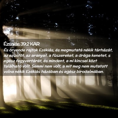 Picture 02 - Ézsaiás 39:2 KAR - És örvende rajtok Ezékiás, és megmutatá - Bible Verse Picture