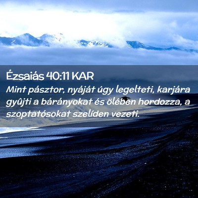 Picture 02 - Ézsaiás 40:11 KAR - Mint pásztor, nyáját úgy legelteti, karjára - Bible Verse Picture