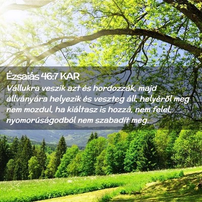 Picture 02 - Ézsaiás 46:7 KAR - Vállukra veszik azt és hordozzák, majd - Bible Verse Picture